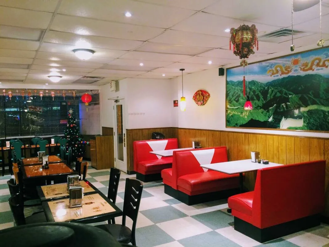 Dining room interior at China Dragon Chinese restaurant in Concordia, Missouri